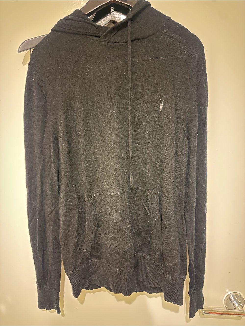 All Saints Black Crewneck Hoodie Sweater